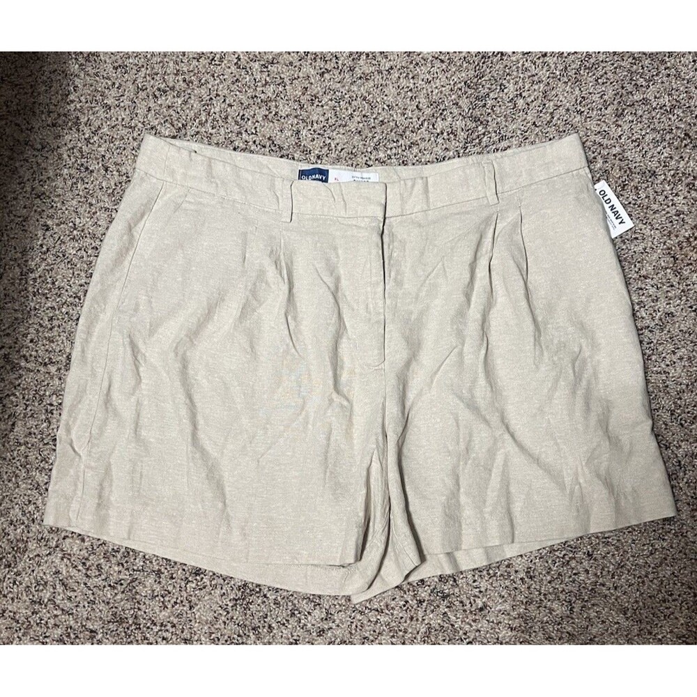 NWT Old Navy Women extra high-rise Taylor adjustable waist Shorts XL linen blend